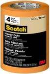 Scotch Heavy Duty Painter's Tape, 4 Rolls, 1.41 in x 60.1 yd, for Use On Vinyl, Carpet, Metal, & Plastic, Indoor & Outdoor Masking Tape, Bonds Aggressively, 3-Day Clean Removal (2020+-36AP4)