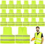 20 Pack Reflective Safety Vests, High Visibility Mesh Security Vest Bulk Work Vest with Silver Strip for Men Women Work Cycling Runner Volunteer Construction Neon Yellow