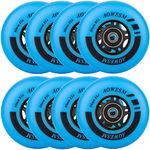 AOWESM Inline Skate Wheels 80mm 76mm 72mm 85a Outdoor Indoor Black Blue Red Roller Hockey Blades Replacement Wheels w/Bearings ABEC-9 and Floating Spacers (8-Pack) (Blue, 72mm)