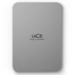 LaCie Mobile Drive Moon, 5TB, External Hard Drive Portable, Silver, USB-C 3.2, PC, Mac, with Adobe Creative Cloud, 3 Years Rescue Services (STLP5000400)