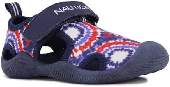 Nautica Kids Protective Water Shoe,Closed-Toe Sport Sandal For Boys and Girls-Kettle Gulf-Red White Blue Tie Dye Size-9