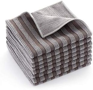 Stainless Steel Microfiber Cleaning Cloth for Kitchen Stovetop, Multi-Purpose Non-Scratch Cleaning Towel, Stripe Pattern, 12 x 12 Inches, Pack of 8
