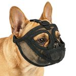 AUAUY Short Snout Dog Muzzle, Adjustable Soft French Bulldog Muzzle, Durable Dog Muzzles to Prevent Biting Barking, Breathable Mesh Mask for Shih Tzu English Bulldog, Allow to Drink and Feed (S)