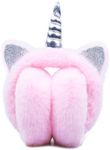 FYBW Winter Earmuffs for Kids Girl Plush Ear Warmers,Foldable Unicorn Earmuffs for Girls Kids Women Warm Outdoor Ear Covers(Pink)