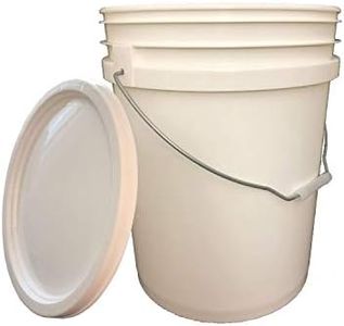 Outdoor 5 Gallon Bucket with Lid - Durable All Purpose Pail (White, 1)
