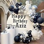 Black Silver White Balloon Garland 