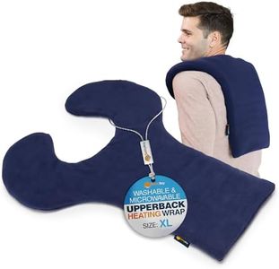 SunnyBay Shoulder and Upper Back Heating Pad, Microwavable Heated Neck and Shoulder Wrap, Weighted Moist Pain Relief Pack with Washable Cover and Flax Seed Filling, Extra Large, Midnight Blue