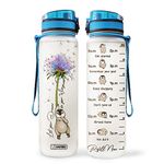 Dandelion Penguin Water Bottle 32oz, Gifts for Penguin Lovers, Penguin Dandelion Water Bottle with Times to Drink, Motivational Water Bottle, Water Tracker Bottle, Water Bottle with Time Marker