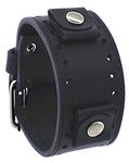 Rev #BOS-K BOSS Series Italian Design 22mm Lug Width Wide Black Leather Cuff Watch Band