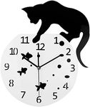 Timelike Fishbowl Cat Clock / Creative Wall Clocks / Home DIY Decoration Watch / Cat on Clock Living Room Mirror 3D Wall Design