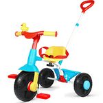 KRIDDO 2 in 1 Kids Tricycles Age 18 Month to 3 Years, EVA Wheels Upgraded, Gift, Trikes for Toddlers 2 to 3 Year Old with Push Handle and Duck Bell, Classic