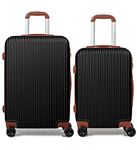 CALDARIUS Suitcase Cabin Bag & Medium | 2 Pcs Suitcase Set |3 Digit Combination Lock | Travel Bag | Dual Spinner Wheels | Luggage | (Black, Cabin 20'' + Medium 24'')