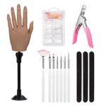 Silicone Hand for Acrylic Nails with Stand Bracket,Realistic Silicone Nail Training Hand, Soft Flexible Bendable Nail Practice Mannequin Hand for Nails Art DIY Print Practice Tool (Left Hand)