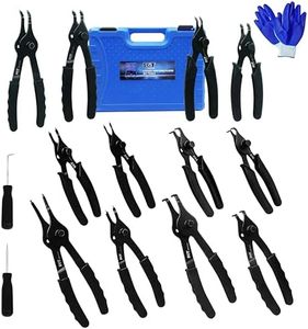 SGT 14pc Snap Ring Pliers Set,Internal & External Circlip Pliers with 45 degree,90 degrees and Straight Pliers, Hook & Pick,Heavy Duty Removal Tool with Storage Case & Gloves