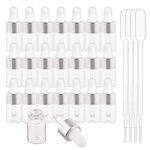 BENECREAT 30 Pack 2ml Clear Glass Dropper Bottle Eye Essential Oil Bottles with Silver s and 4PCS Plastic Dropper for Aromatherapy Cosmetics Samplep