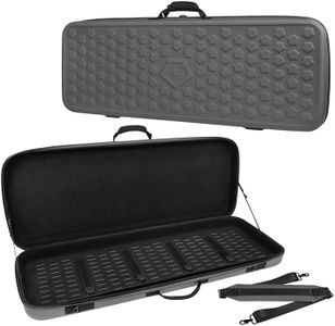 GRITR 42" Double Gun Case for Rifles & Shooting Accessories, Scoped Rifle EVA Case w/Durable Foam Insert, Lockable Zippers, 3-Mag Caddy, Zippered Pouch & Adjustable Shoulder Strap, Gray