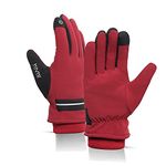 HIVER Men's and Women's Nylon Waterproof Touch Screen Anti-Slip Windproof Texting Winter Gloves for Running Cycling (Maroon, Medium)