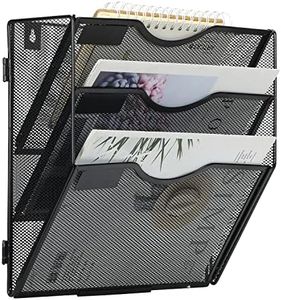EasyPAG Hanging File Organizer with 3 Pockets Wall File Holder for Paper, Magazine, File Folders with Tag Slots- Easy Assembly , Black