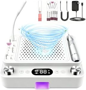 4-in-1 Electric Nail Drill Kit,Professional 40000 RPM Nail File,Dust Collector,UV LED Curing Lamp & Fill Light,LCD Display Manicure Kit for Manicure Shaping & Gel Removal Home Salon Use