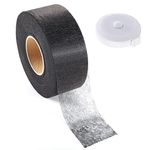 Lanjue 70 Yards Wonder Web Hemming Tape, 5cm Extra Wide No Sewing Iron On Fabric Fusing Tape with Tape Measure for Jeans Hems Curtain Trousers Garment (Black)