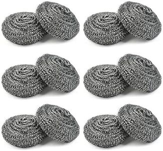 12 pcs Steel Wool, Dish Scrubber, Steel Wool Scrubber, Stainless Steel Scouring Pad Sponge, Kitchen Cleaning Ball, Easy to Scoure Tough Kitchen Greasy Dirt for Cleaning Dishes, Pots, Pans and Ovens
