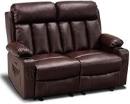 MCombo Power Loveseat Recliner, Electric Reclining Loveseat Sofa with Heat and Vibration, Cup Holders, USB Charge Port for Living Room 6075 Faux Leather (Loveseat Recliner, Dark Brown)