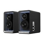 Edifier QR65 Desktop Active Monitor with 2.75" Long-Throw Aluminum Diaphragm mid-Low Drivers, Hi-Res Audio, Brilliant Light Effects, 70W Output Power Bluetooth Speakers with Stands - Black