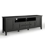 Simpli Home AXWSH003-72BL Warm Shaker Solid Wood 72 inch Wide Rustic TV Media Stand in Black for TVs up to 80 inches