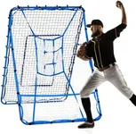 6×4FT Baseball Pitching Rebounder Net, Softball Practice Equipment for Pitch Back with 2 x 6-Angle Quick Adjustments, Batting Target Ribbon, Sport Training Hitting Nets for Backyard