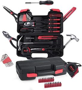 Cheston Ultra 39 Piece Hand Tool Kit | Non-Slip & Corrosion Resistant Handles | Multi-Utility Household & Professional Hand Tools | Screwdriver, Socket Set, Wrench, Pliers