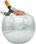 Wittolins Disco Ice Bucket for Cocktail Bar,Mirror Silver Disco Ball Decor,Retro Party Accessories,9.8 Inch Disco Ball Theme Party Decorations,Cooler for Wine Beer Champagne Ice Cold Drinks