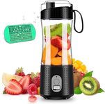 Portable Blender，USB Rechargeable Personal Blender with 6pcs 3D Blades, Strong Blending Power, 13.5Oz Cleansing Brush for Travel, Office and Sports，With FREE ICE TRAY(Green)