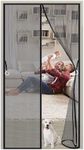 Magnetic Screen Door 90 x 240 cm Heavy Duty Bug Mesh Curtain with Magnets Full Frame Magic Tape -Keep Fresh Air in & Bugs Out - for Patio Balcony Living Room - Black