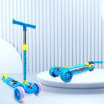 Kidsmate Rider Pro Kick Scooter with Broad PU LED Wheels | 3-Wheel Skating Scooter for Boys & Girls of Ages 6-12 Years | 3-Level Adjustable Height, and Easy Fold Design (Blue)