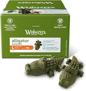 WHIMZEES Alligator Dental Dog Treats, Bulk Box, Large (18-27kg Dogs), Natural Daily Dental Chews (30 Count)