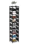 isightguard Narrow Shoe Rack, 10 Tier for Closet Entryway Tall Slim Vertical Shoe Rack for Small Spaces Shinky Shoe Organizer Space Saving Corner Shelf Shoe Tower