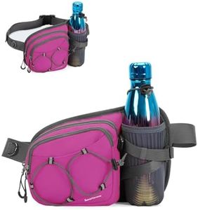 sportsnew Hydration Waist Pack with Water Bottle Holder, 2L Large Fanny Pack for Running Hiking Dog Walking, Water-Resistant Crossbody Waist Bag for Men Women, Deep Pink