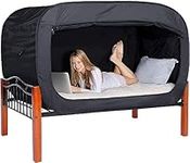 Pop Up Privacy Tent for Indoor Use Bed Canopy for Sleeping Bed Tent Double Door with Mosquito Mesh Window (Black)