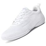 DADAWEN Women's Girls' Lace Up Textile Sport Shoes Breathable Mesh Cheerleading Shoes Dance Sneakers Size 6 B(M) US White(Textile)