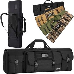 LASUK 51” Double Rifle Case, Black Long Double Rifle Gun Bag for Firearm Storage and Transportation, Perfect for Indoor/Outdoor Shooting