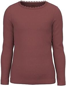 NAME IT Nkfkab Ls Slim Top Noos T-Shirt à Manches Longues Fille, Apple Butter/Detail:Melange, 134-140