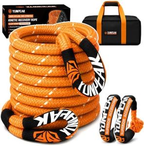 YUNPEAK 1.26" x 30ft Heavy-Duty Kinetic Recovery Rope – 56,000lbs Break Strength – Includes 2 Ultra-Strong UHMWPE Soft Shackles – Ideal for Trucks, SUVs, Jeeps, UTVs, ATVs & Tractors (Orange)