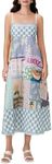 Viqwqii Women's Spaghetti Strap Sleeveless Cami Dress Y2K Summer Beach Long Dress (M-Gray, L)