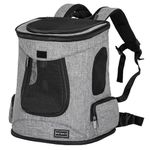 Petsfit Cat Backpack Portable Cat Carrier Backpack for Cats and Small Dogs,Ventilation Mesh Design Cat Carrier with Soft Fleece, Grey,32x43 cm