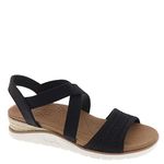 Skechers Womens Archfit Beach Kiss-B Casual Sandals Vegan Elasticized Soft Woven Fabric Black - 5 Uk (114013)