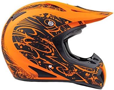 Typhoon Adult Dirt Bike Helmet ATV Off Road ORV Motocross Helmet DOT Motorcycle Matte Orange (XL)