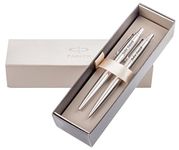 Personalized Gifts - PARKER PEN & PENCIL JOTTER with gift box - Laser Engraved FREE with your text or name, Ideal Anniversary, Christmas, Wedding, Birthday or Gift Idea, Gifts for men, Gifts for woman - SILVER by Personalized Gifts Ideas