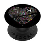 Cell Phone Pop Up Holder,Cute Rainbow Heart Black Letter M PopSockets PopGrip: Swappable Grip for Phones & Tablets