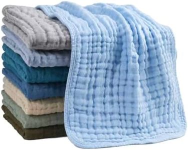 Wenobby 6-Layer Muslin Baby Burp Cloths, Pink Cotton, 20x10 Inch, High Absorbency Multi-Use Towels for Feeding, Shower, Face, Pack of 6 (Royal Sapphire, 8-Pack 20"x10")