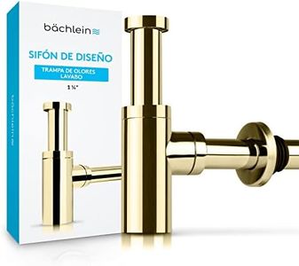 Bächlein Sifón Universal de Diseño Dorado para Lavabos y Lavamanos - Set de Desagüe - Trampa con Abertura de Limpieza + Instrucciones de Instalación - Sifón de Diseño, Sifón de Tubería